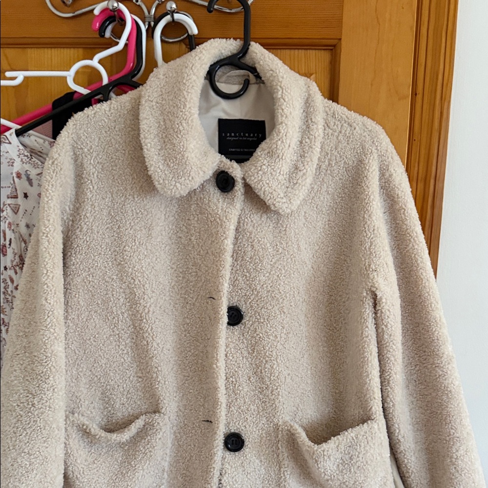 Sanctuary Cream Teddy Button-Up Coat